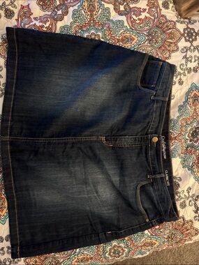 croft & barrow dark indigo denim skirt with gold stitching
